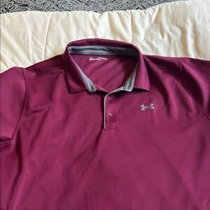 Under Armour Men's Burgundy Polo with Gray Trim